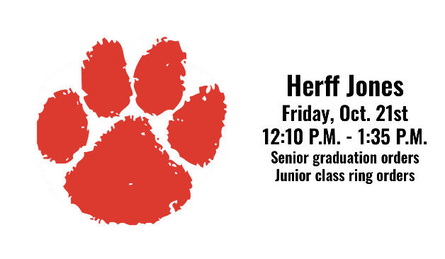 Red Pawprint with HERFF JONES, Friday Oct. 21st, 12:10-1:35 Message