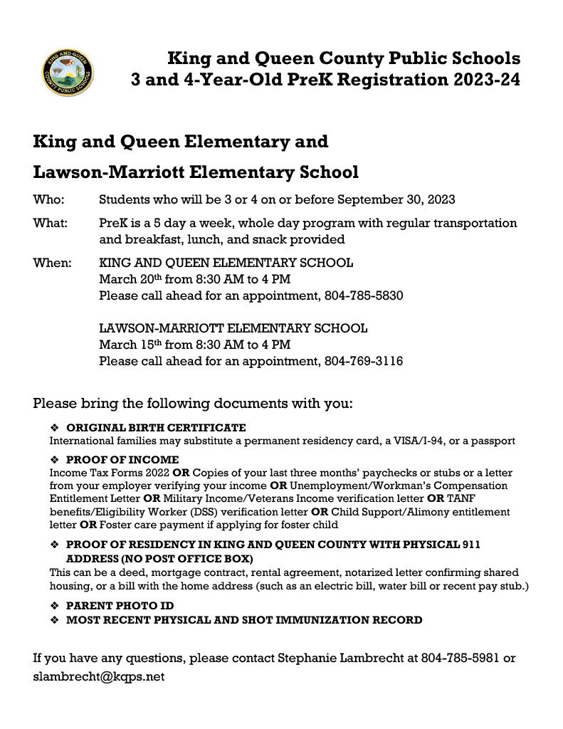 PreK registration and Child Find
